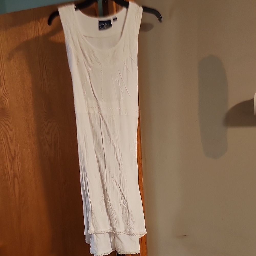 White Asymmetrical Ribbed Tank Dress